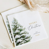 Snowy Pine Tree Christmas Serviette