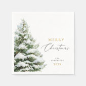 Snowy Pine Tree Christmas Serviette (Vorderseite)