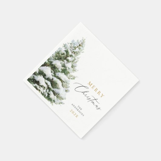 Snowy Pine Tree Christmas Serviette (Ecke)