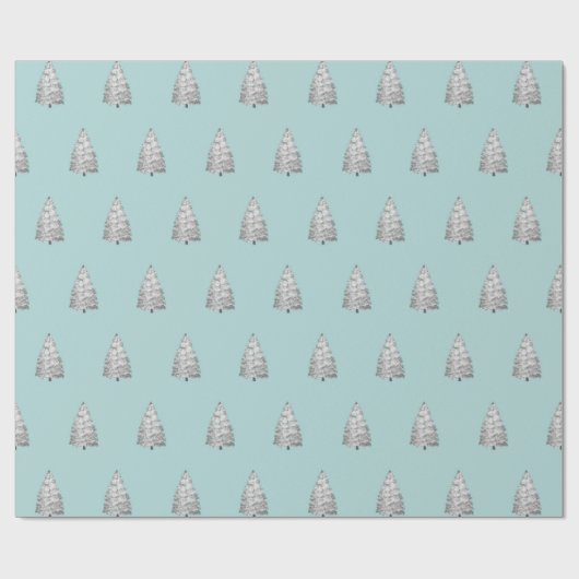 Snowy Pine Tree Pattern Geschenkpapier (Flach)
