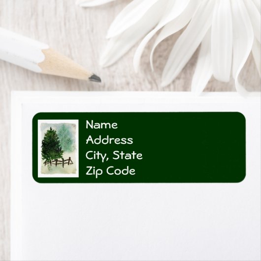 Snowy Pine Tree Rücksendeadressen-Aufkleber (Insitu)