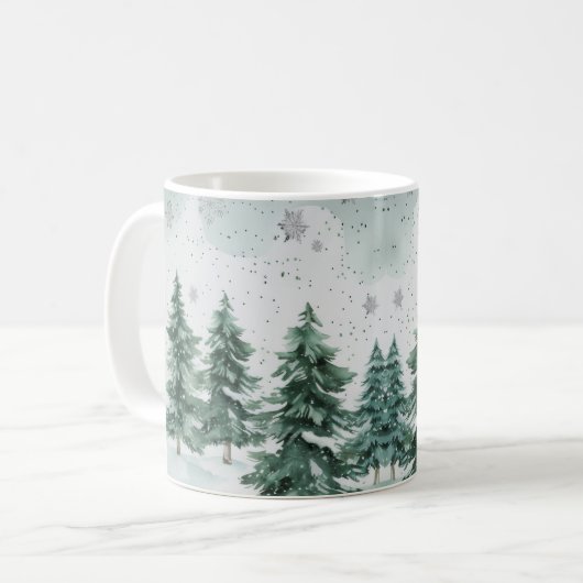Snowy Pine Tree Winter Scene | Christmas Gift   Kaffeetasse (Vorderseite Links)