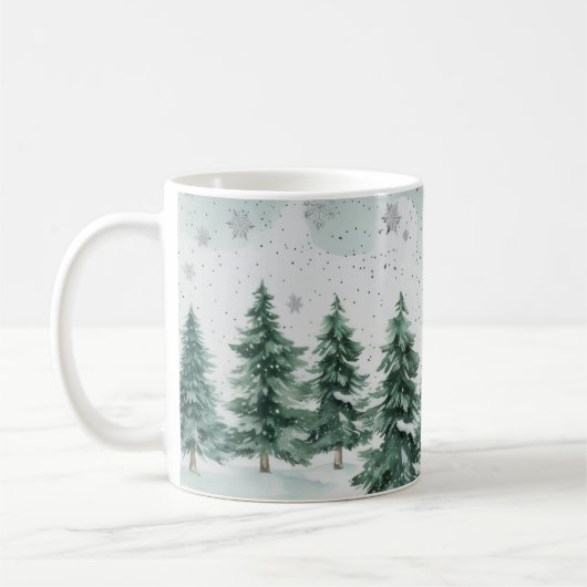 Snowy Pine Tree Winter Scene | Christmas Gift   Kaffeetasse (Links)