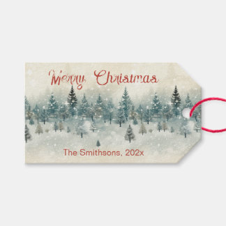 Snowy Pine Trees Vintage Weihnachten Geschenkanhänger