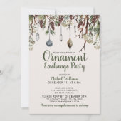 SNOWY PINES Christmas Ornament Exchange Party Einladung (Vorderseite)