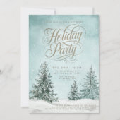 Snowy Pines Weihnachtsbaum Typografie Holiday Einladung (Vorderseite)