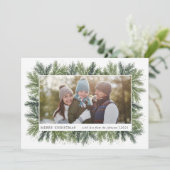 Snowy Pines Weihnachtsfotokarte Feiertagskarte (Stehend Vorderseite)