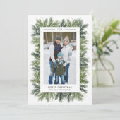 Snowy Pines Weihnachtsfotokarte Feiertagskarte (Stehend Vorderseite)