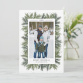 Snowy Pines Weihnachtsfotokarte Feiertagskarte (Stehend Vorderseite)
