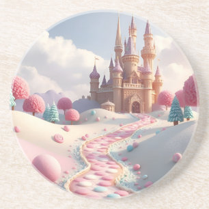 Snowy Pink Candy Land Fairy Castle Getränkeuntersetzer