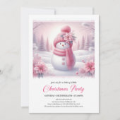 Snowy Pink Coquette Snowman Editable Kids Christma Einladung (Vorderseite)