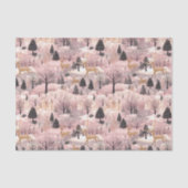 Snowy Pink Deer Forest Seidenpapier (Vorderseite)