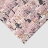 Snowy Pink Deer Forest Seidenpapier (Ausschnitt)