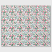 Snowy Pink Weihnachtshäuser Geschenkpapier (Flach)