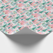 Snowy Pink Weihnachtskirchen Geschenkpapier (Ecke)