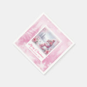Snowy Pinkmas Christmas Scene Napkins Kids Holiday Serviette (Ecke)