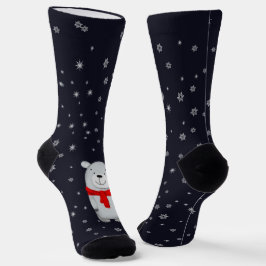 Snowy Polar Bear Navy Winter Weihnachten Socken