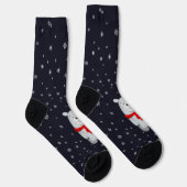 Snowy Polar Bear Navy Winter Weihnachten Socken (Rechts)