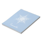 Snowy Powder Blue Snowflake Editor Notizblock (Rotiert)