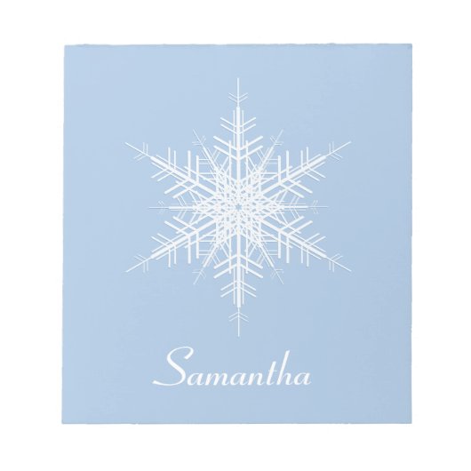 Snowy Powder Blue Snowflake Editor Notizblock (Vorderseite)