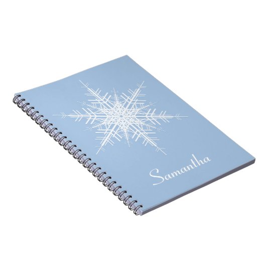 Snowy Powder Blue Snowflake Notebook Notizblock (Rechte Seite)