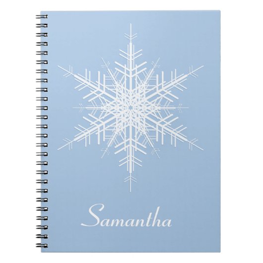 Snowy Powder Blue Snowflake Notebook Notizblock (Vorderseite)
