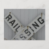 Snowy Rail Crossing Sign Postkarte (Vorderseite)