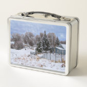 Snowy Ranch House Metall Brotdose (Rückseite)