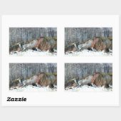 Snowy ravine painting Aquarell auf Seide Rechteckiger Aufkleber (Blatt)