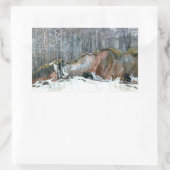 Snowy ravine painting Aquarell auf Seide Rechteckiger Aufkleber (Tasche)