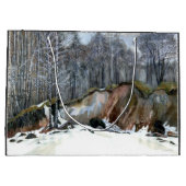 Snowy ravine painting Aquarell Große Geschenktüte (Rückseite)