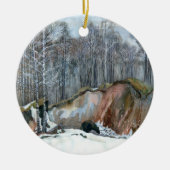 Snowy ravine painting Aquarell Keramik Ornament (Vorne)