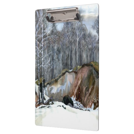 Snowy ravine painting Aquarell Klemmbrett (Links)