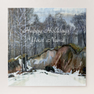 Snowy ravine painting Aquarell Puzzle