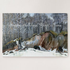 Snowy ravine painting Aquarell Puzzle