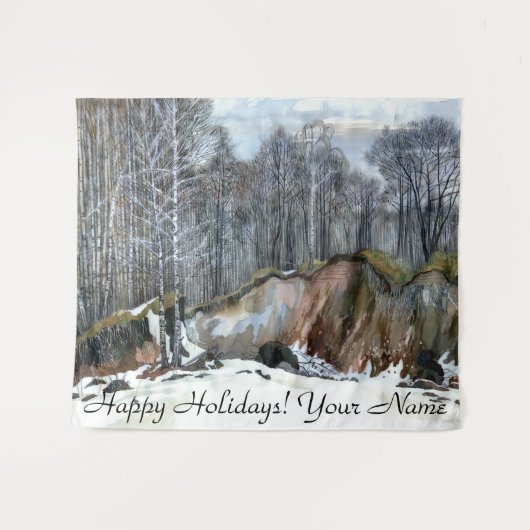 Snowy ravine painting Aquarell Wandteppich (Vorderseite (Horizontal))