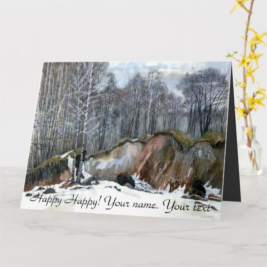 Snowy ravine painting Aquarellkarte Karte (Gelbe Blume)