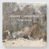 Snowy ravine watercolor steinuntersetzer (Vorderseite)