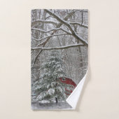 Snowy Red Barn Badhandtuch Set (Handtuch)