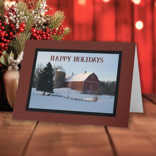 Snowy Red Barn Country Weihnachten
