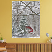 Snowy Red Barn Leinwanddruck (Insitu (Wohnzimmer))
