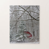 Snowy Red Barn Puzzle (Vertikal)