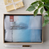 Snowy Red Barn Under a Crystal Blue Sky Seidenpapier (Geschenk)