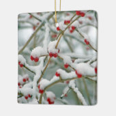 Snowy Red Berries Winter Scene Keramikornament (Links)