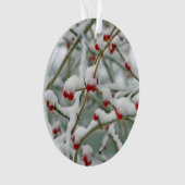 Snowy Red Berries Winter Scene Ornament (Vorderseite)