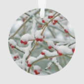Snowy Red Berries Winter Scene Ornament (Rückseite)