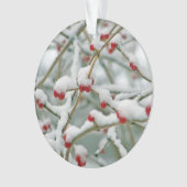 Snowy Red Berries Winter Scene Ornament (Vorderseite)