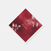 Snowy Red Blätter Weihnachtsfeiertag Napkin Serviette (Ecke)