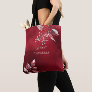 Snowy Red Blätter Weihnachtsfeiertag Tote Tag Tasche