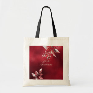 Snowy Red Blätter Weihnachtsfeiertag Tote Tag Tragetasche